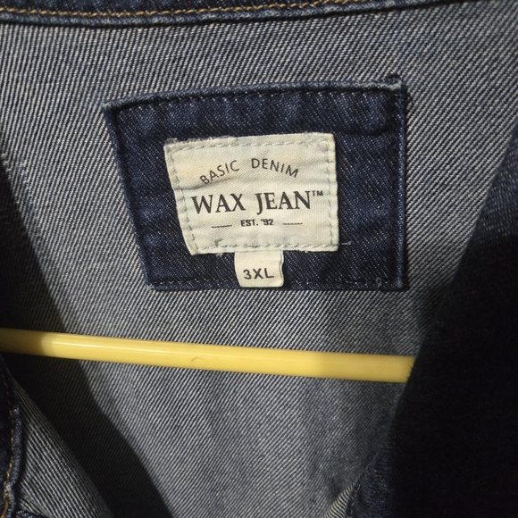 Womens Plus Size Wax Jean Distressed Dark Blue Denim Jacket - Picture 2 of 4